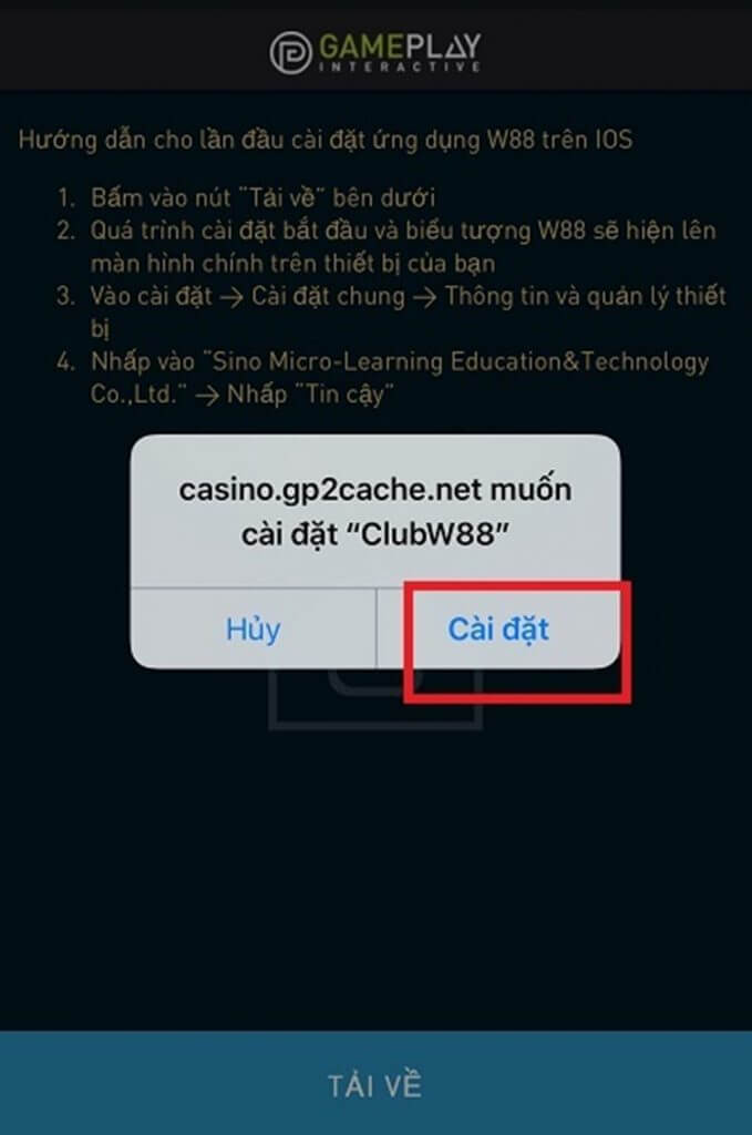 cài đặt ứng dụng
