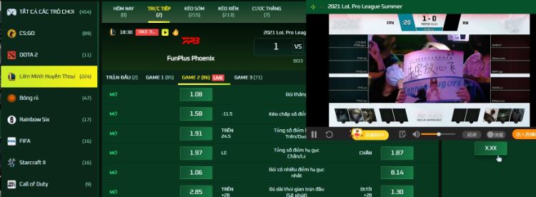 cá cược esports liên minh huyền thoại