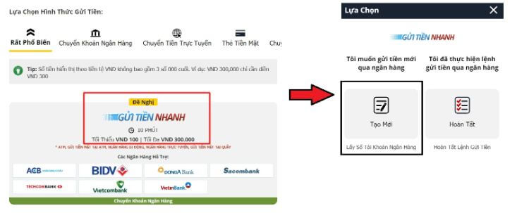 gửi tiền M88