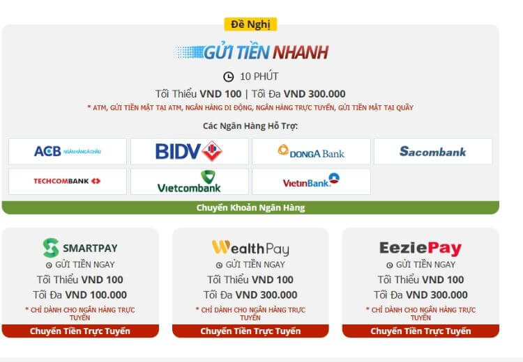 gửi tiền M88