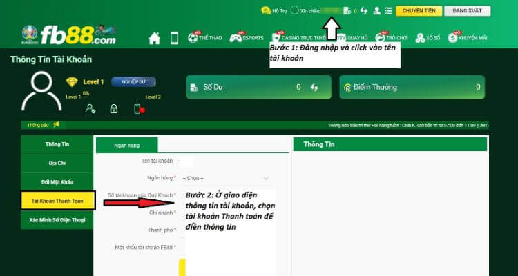 Cập nhật thông tin ngân hàng