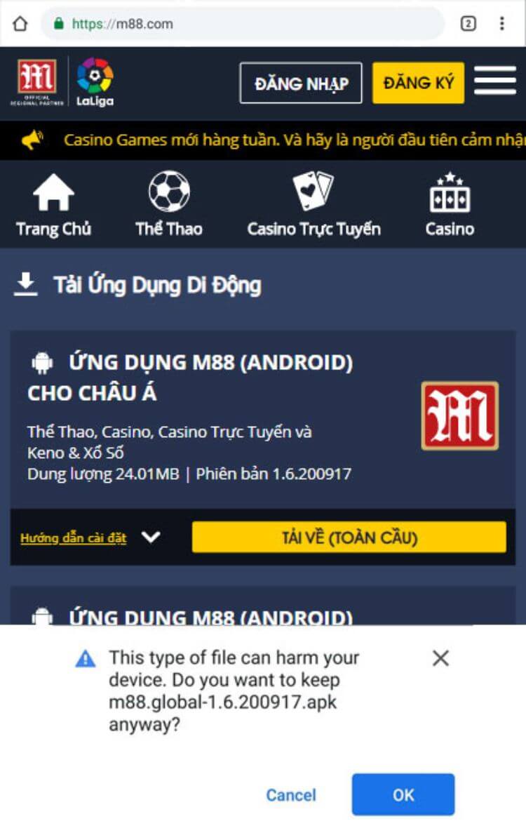 ứng dụng M88
