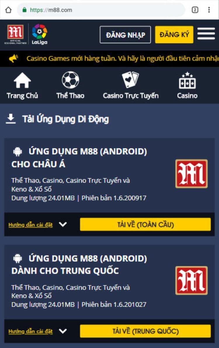 ứng dụng M88