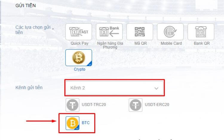 gửi tiền bằng btc tại bk8