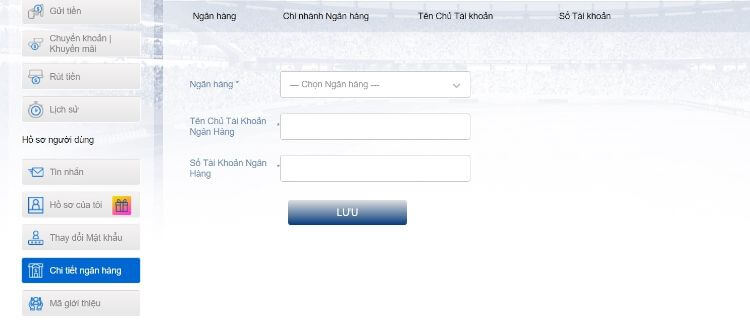 cập nhật thông tin tài khoản ngân hàng