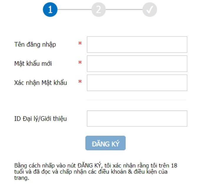 điền thông tin đăng ký