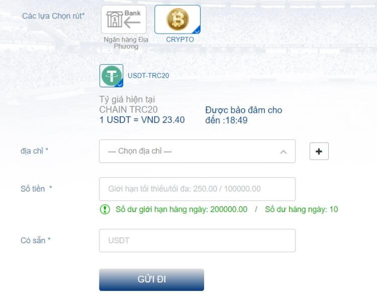 rút tiền crypto BK8