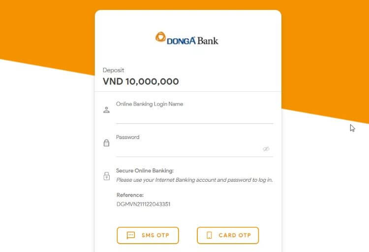 form điền tài khoản internet banking